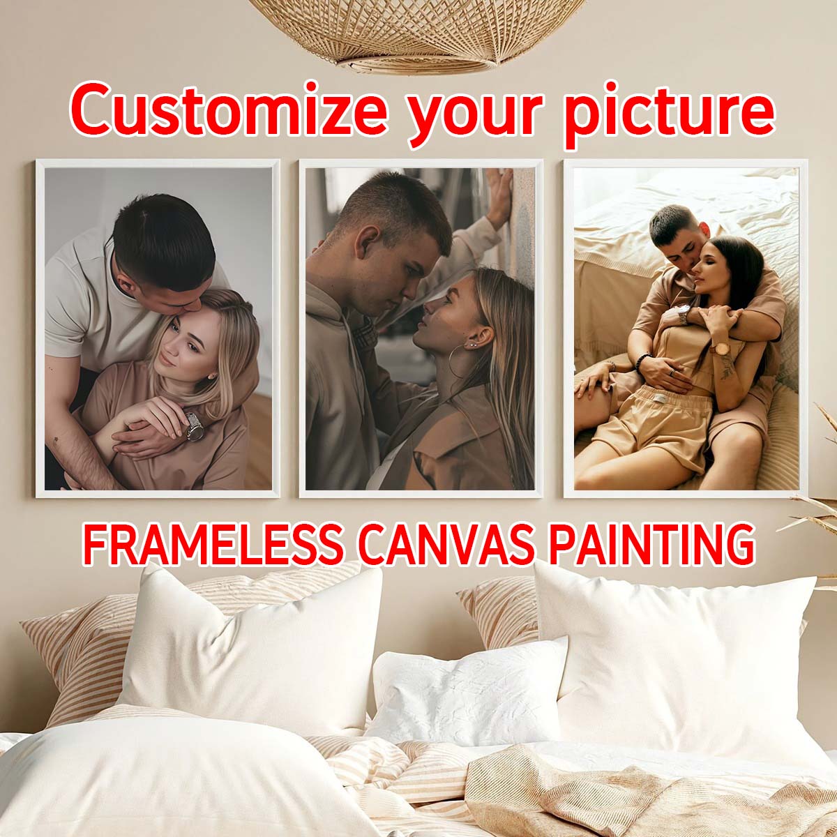 Triptych - Lukisan minyak bing - Engraved Wood Frame ulasan dan harga
