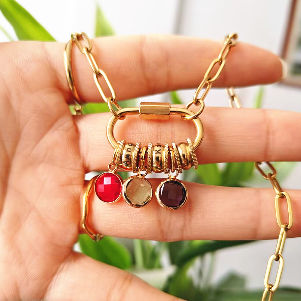 Kalung bandul nama Carabiner k - Birth Flower Necklace ulasan dan harga